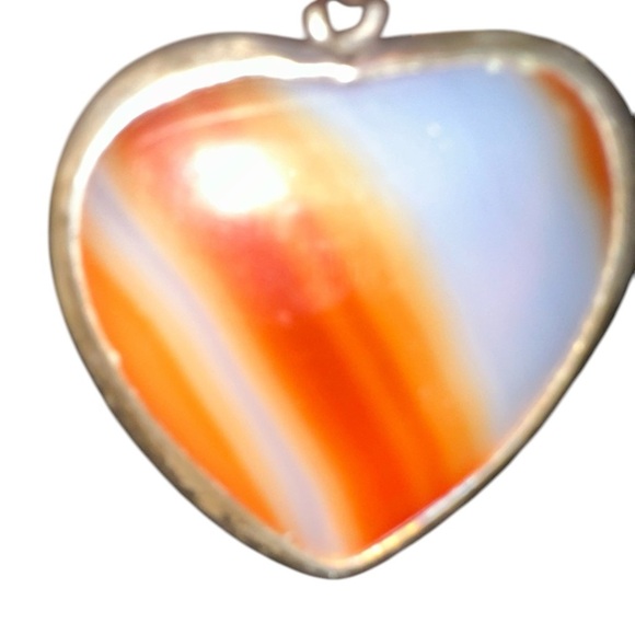 Vintage Scottish Agate Heart Pendant W/Sterling Setting - Picture 3 of 6